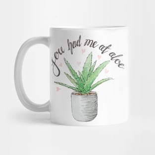 Aloe Vera Valentines Card - You had me at aloe - Watercolour Mug